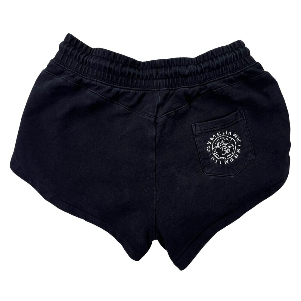 Gymshark Legacy Shorts Womens XS Black Cotton Drawstring Embroidered Logo Lounge